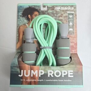 Marika Jump Rope, 10 ft.‎ Adjustable Length, Foam Handles, Gray Green, New